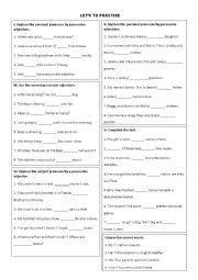 English Worksheet: Possessives Adjectives 