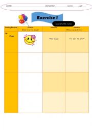 English Worksheet: feelings and emotions