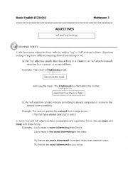English Worksheet: ed and ing Adjectives