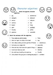 English Worksheet: personality adjectives