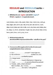 English Worksheet: Regular and Irregular verbs - introduction
