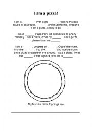 English Worksheet: I am a Pizza song worksheet