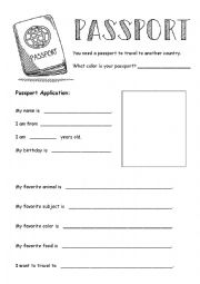 English Worksheet: Passport style about me worksheet