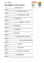 English Worksheet: Lets speak