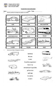 English Worksheet: means of transportation