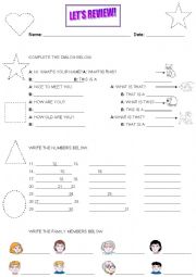 English Worksheet: Introduction, This and That, Numbers, Family Members and Shape Review