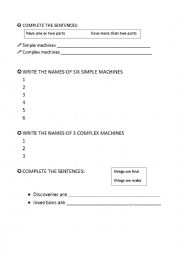 English Worksheet: simple or complex machines