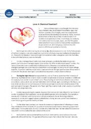 English Worksheet: Reading text about love