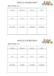 English Worksheet: When is your birthday?