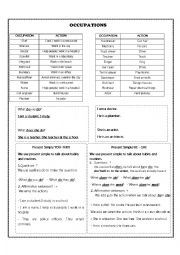 English Worksheet: Present simple Third person - Jobs 