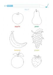 English Worksheet: fruits