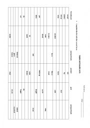 Regular and irregular verbs test