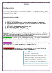 English Worksheet: Summary writing