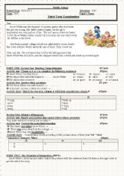 English Worksheet: Third term examination (middle school second year)
