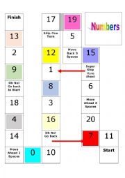 English Worksheet: Numbers board game