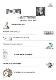 English Worksheet: SAXON GENITIVE IN THE WONDERLAND