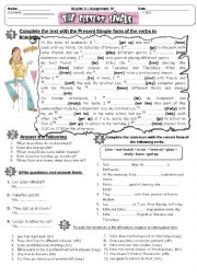 English Worksheet: Present simple Test