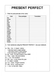 English Worksheet: Present Perfect