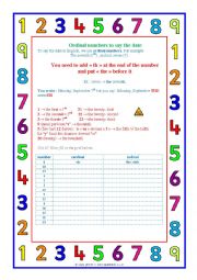 English Worksheet: Ordinals to say the date