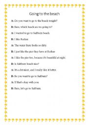 English Worksheet: Going to the beach