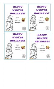 English Worksheet: HAPPY WINTER HOLIDAYS CARDS