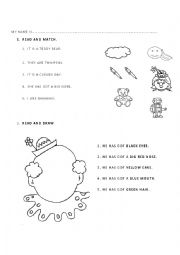 English Worksheet: parts of the face