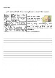 English Worksheet: Neighborhood - Writing Task