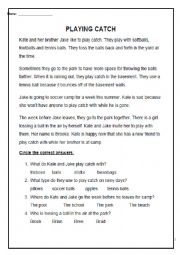 English Worksheet: Reading Comprehension