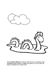 English Worksheet: Lock Ness color template