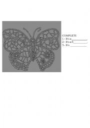 English Worksheet: Colour and complete