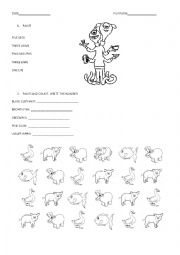 English Worksheet: Test  kinder 1