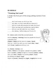 English Worksheet: Song Thinking Out Loud Ed Sheeran