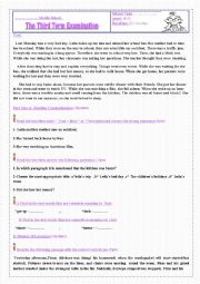 English Worksheet: last term examination(fourth year middle school)