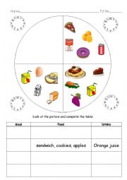 English Worksheet: Meals: Food&Drinks