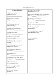 English Worksheet: Basic English conversation