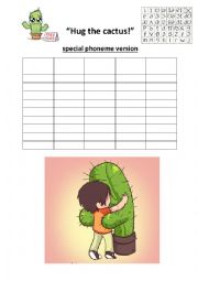 English Worksheet: Hug the cactus - review game / filler / warmer - vocabulary and pronunciation - phonemes / phonemic script 