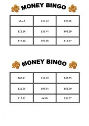 English Worksheet: MONEY BINGO