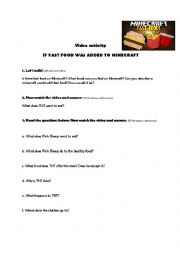 English Worksheet: If fast food was added to Minecraft 