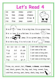 English Worksheet: Lets Read 4