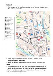 English Worksheet: Asking for the way in Bristol- Partner A