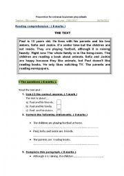 English Worksheet: preparation for entrance to pioneeer schools