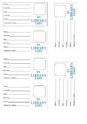 English Worksheet: MY LIBRARY CARD