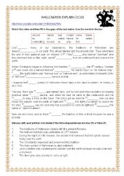 English Worksheet: Cloze - Halloween explain