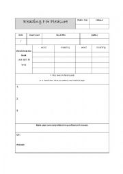 English Worksheet: book review for ER
