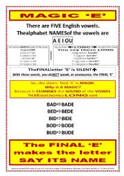 English Worksheet: PRONUNCIATION 002 The great Pronunciation Secret ... Magic E 