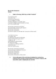 English Worksheet: Song: We are the Champions for Past Simple