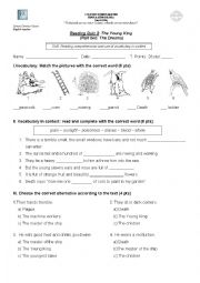 English Worksheet: Readign Quiz The Young King Part two 