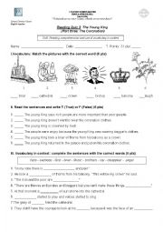 English Worksheet: Reading Quiz The Young King Part 3 