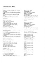 English Worksheet: Listen to Your heart