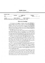 English Worksheet: 9th Literature Exam 